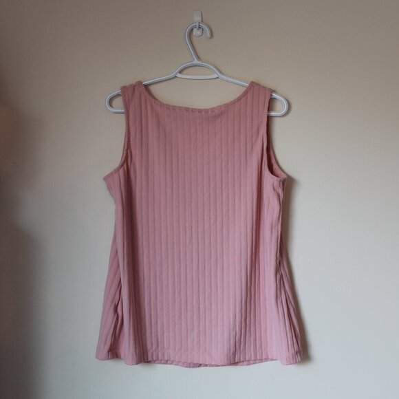 Addition Elle Love & Legend 1X Pink Button Front Ribbed Tank Top - Picture 4 of 4